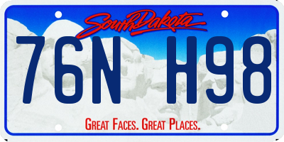 SD license plate 76NH98