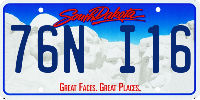 SD license plate 76NI16