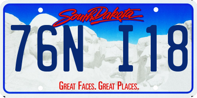 SD license plate 76NI18