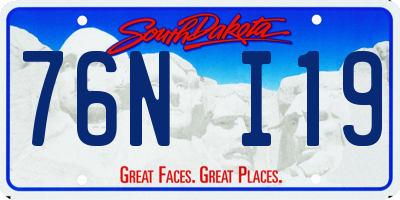 SD license plate 76NI19