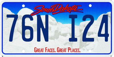 SD license plate 76NI24