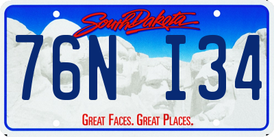 SD license plate 76NI34