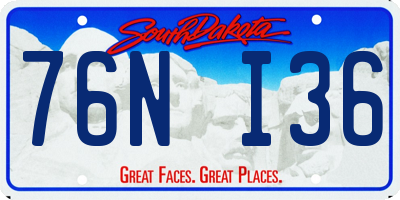 SD license plate 76NI36