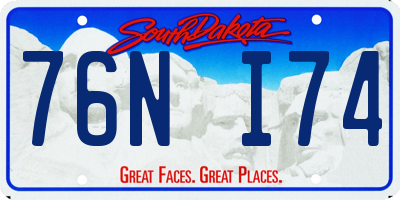 SD license plate 76NI74