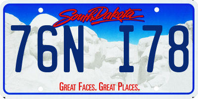 SD license plate 76NI78