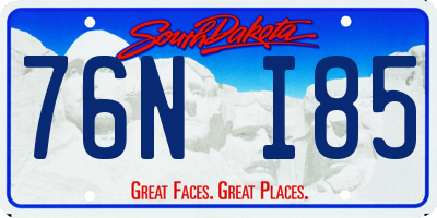 SD license plate 76NI85