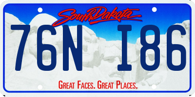 SD license plate 76NI86