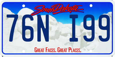 SD license plate 76NI99