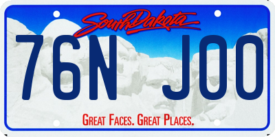 SD license plate 76NJ00