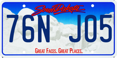 SD license plate 76NJ05