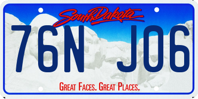 SD license plate 76NJ06