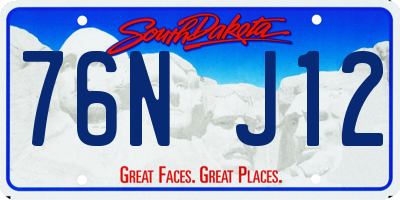 SD license plate 76NJ12
