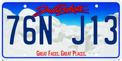 SD license plate 76NJ13