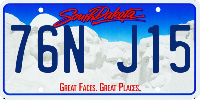SD license plate 76NJ15