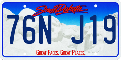 SD license plate 76NJ19