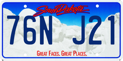 SD license plate 76NJ21