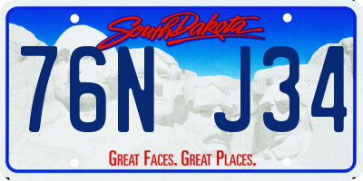 SD license plate 76NJ34