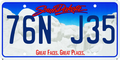 SD license plate 76NJ35