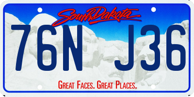 SD license plate 76NJ36