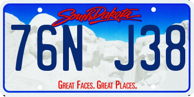 SD license plate 76NJ38