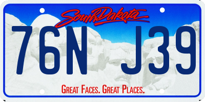 SD license plate 76NJ39