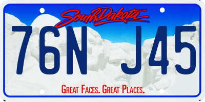 SD license plate 76NJ45