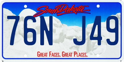 SD license plate 76NJ49