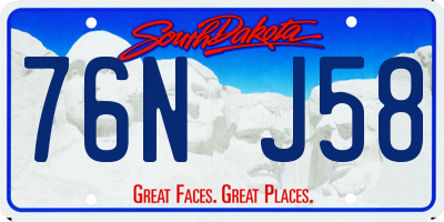 SD license plate 76NJ58