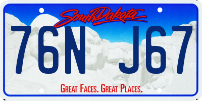 SD license plate 76NJ67