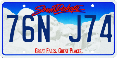 SD license plate 76NJ74