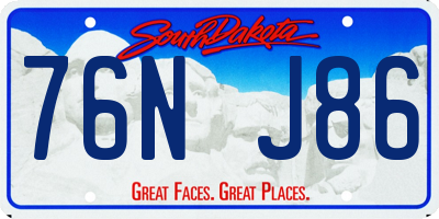 SD license plate 76NJ86