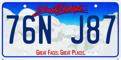 SD license plate 76NJ87