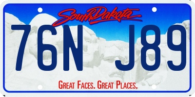 SD license plate 76NJ89