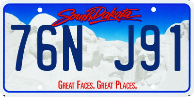 SD license plate 76NJ91