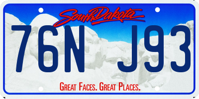 SD license plate 76NJ93