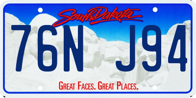SD license plate 76NJ94