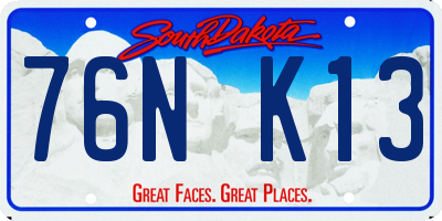 SD license plate 76NK13