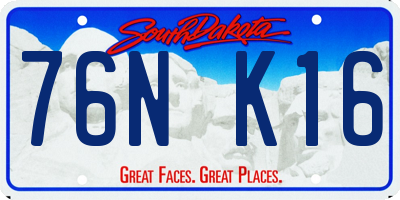 SD license plate 76NK16
