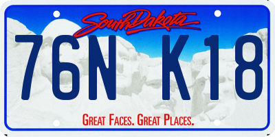 SD license plate 76NK18
