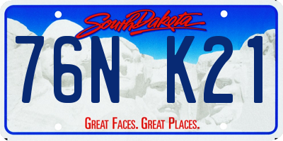 SD license plate 76NK21
