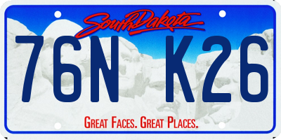 SD license plate 76NK26