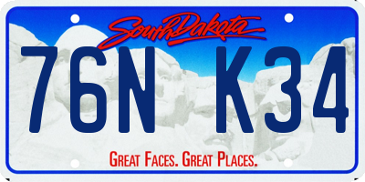 SD license plate 76NK34