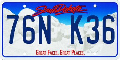SD license plate 76NK36