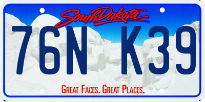 SD license plate 76NK39
