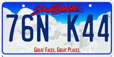 SD license plate 76NK44