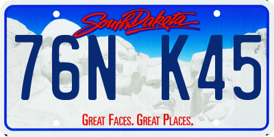 SD license plate 76NK45