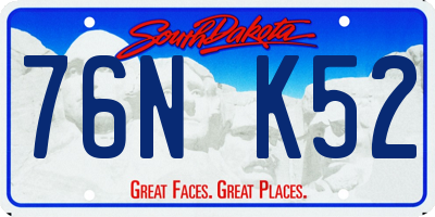 SD license plate 76NK52