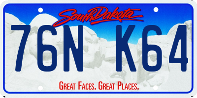 SD license plate 76NK64