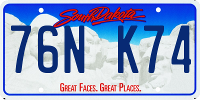 SD license plate 76NK74