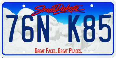 SD license plate 76NK85